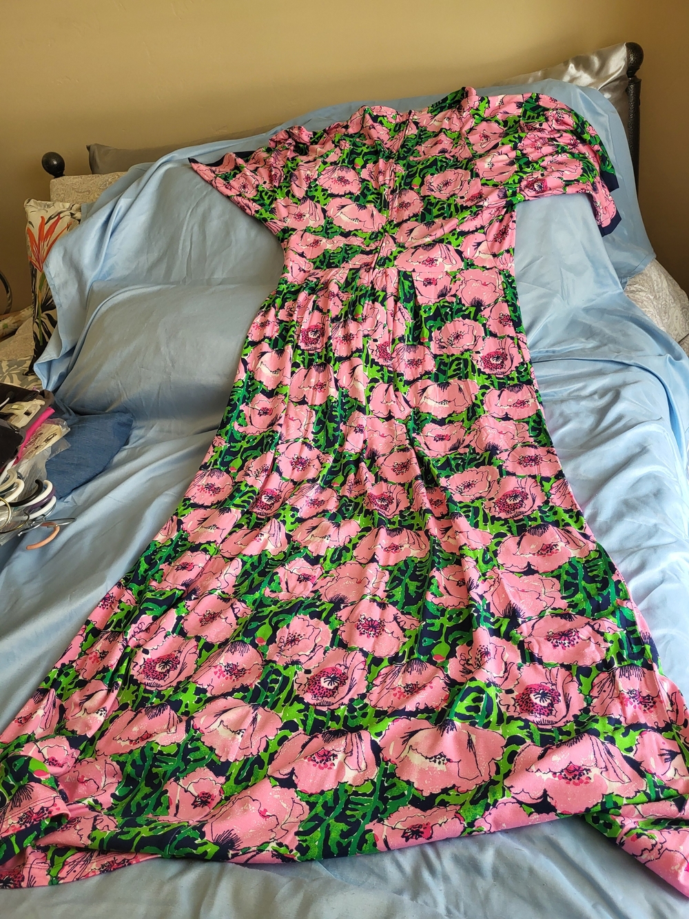 Lilly Pulitzer Wisteria - Pink Floral Maxi Dress with Green Leaves - Picture 7 of 10